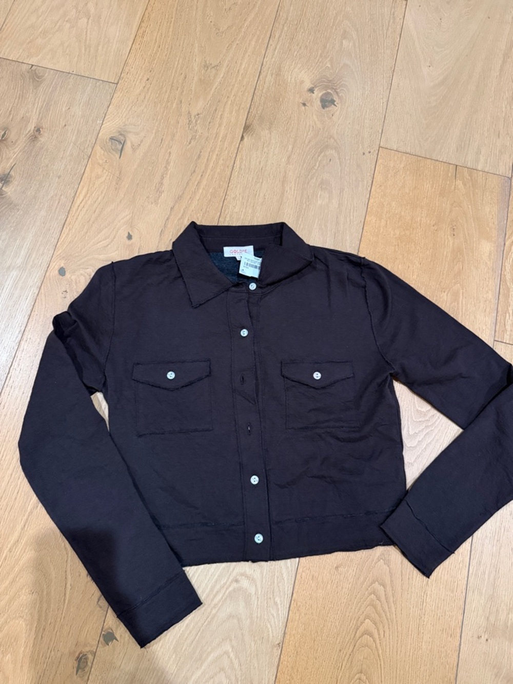 GOLDIE LEWINTER Chocolate Brown Button-Front Crop Jacket
